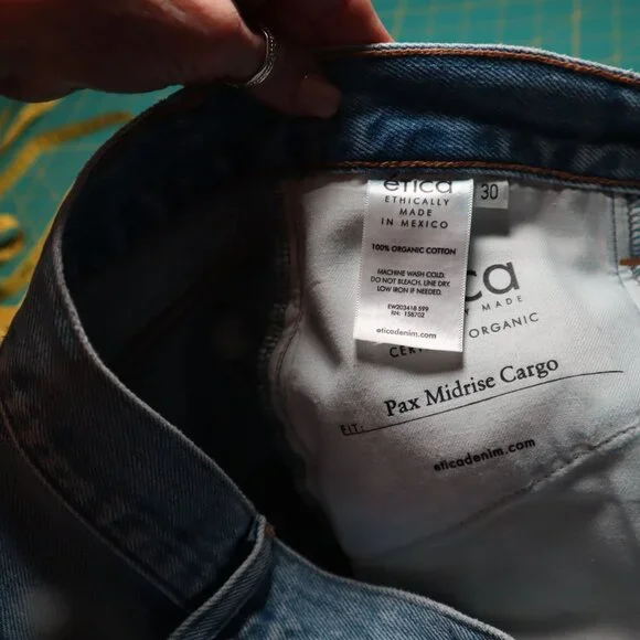 NEW Etica Pax Mid-rise Cargo Jeans Womens Y2K Cropped Zip Fly High Rise Casual - Picture 7 of 10